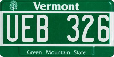 VT license plate UEB326