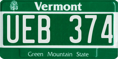 VT license plate UEB374