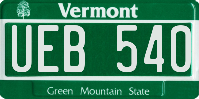 VT license plate UEB540