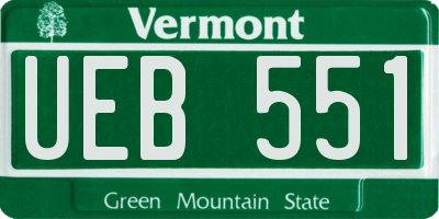 VT license plate UEB551