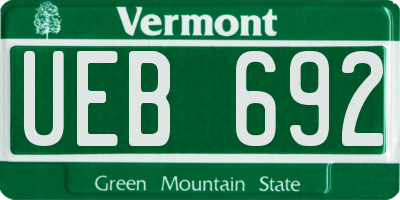 VT license plate UEB692