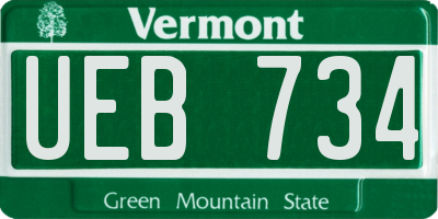 VT license plate UEB734