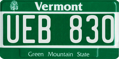 VT license plate UEB830