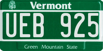 VT license plate UEB925