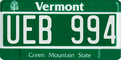 VT license plate UEB994