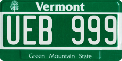 VT license plate UEB999