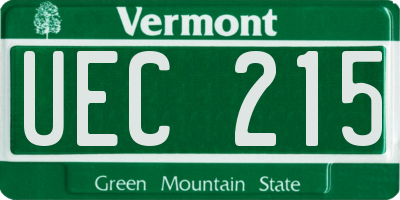 VT license plate UEC215