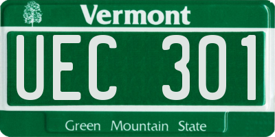 VT license plate UEC301