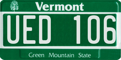 VT license plate UED106