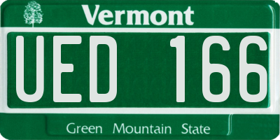 VT license plate UED166