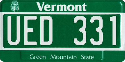 VT license plate UED331