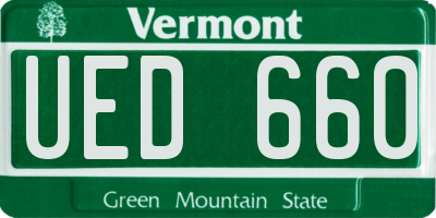 VT license plate UED660