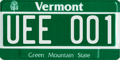 VT license plate UEE001