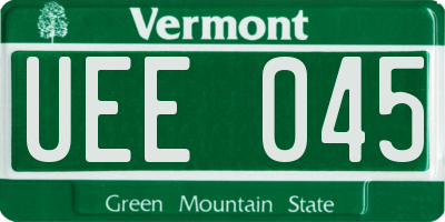 VT license plate UEE045