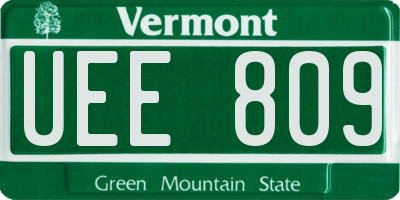 VT license plate UEE809