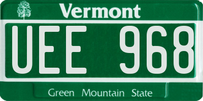 VT license plate UEE968