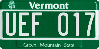 VT license plate UEF017
