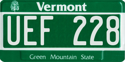 VT license plate UEF228