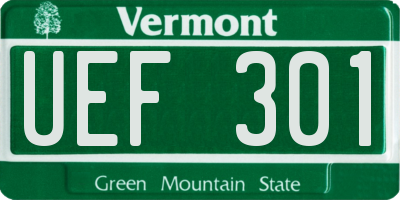 VT license plate UEF301