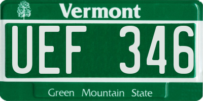 VT license plate UEF346