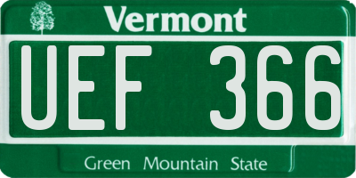 VT license plate UEF366