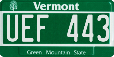 VT license plate UEF443