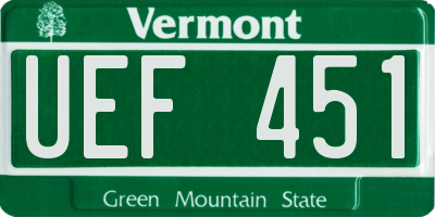 VT license plate UEF451