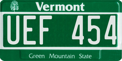 VT license plate UEF454