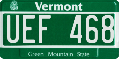 VT license plate UEF468
