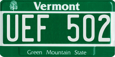 VT license plate UEF502