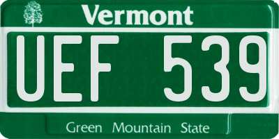 VT license plate UEF539