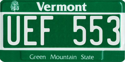 VT license plate UEF553