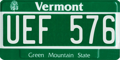 VT license plate UEF576