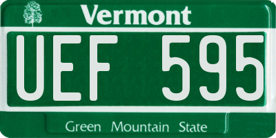 VT license plate UEF595