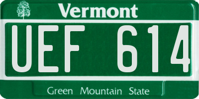 VT license plate UEF614