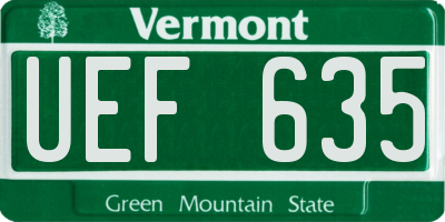 VT license plate UEF635