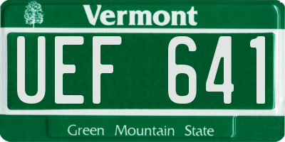 VT license plate UEF641
