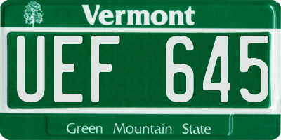 VT license plate UEF645