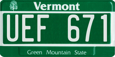 VT license plate UEF671