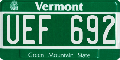 VT license plate UEF692
