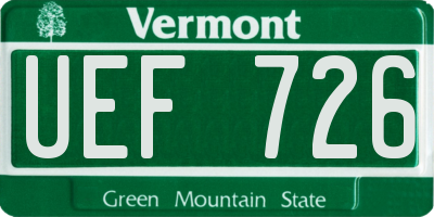 VT license plate UEF726