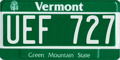 VT license plate UEF727