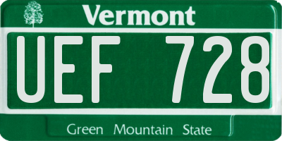 VT license plate UEF728