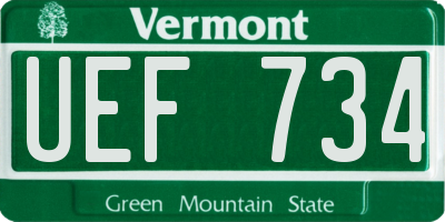 VT license plate UEF734