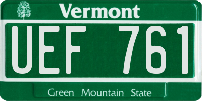VT license plate UEF761