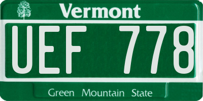 VT license plate UEF778