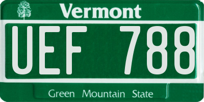 VT license plate UEF788