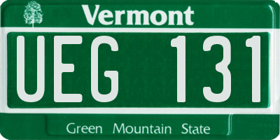 VT license plate UEG131