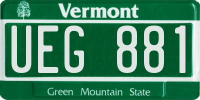 VT license plate UEG881