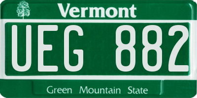 VT license plate UEG882